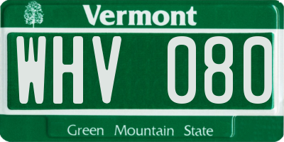 VT license plate WHV080