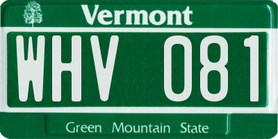 VT license plate WHV081