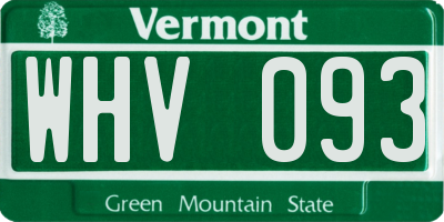 VT license plate WHV093