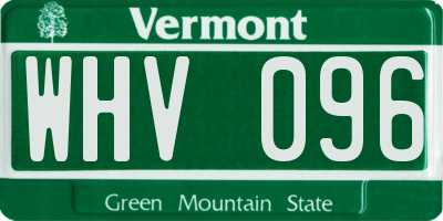 VT license plate WHV096