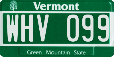 VT license plate WHV099