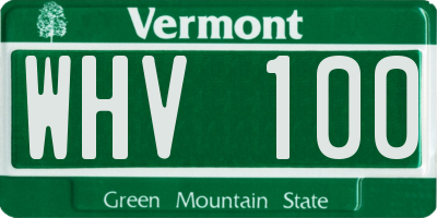 VT license plate WHV100
