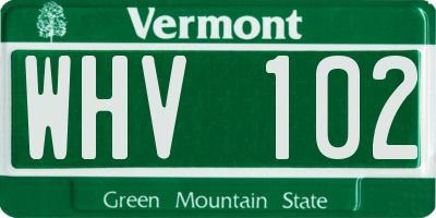 VT license plate WHV102