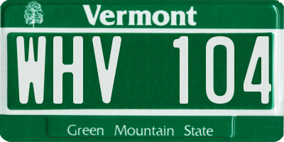 VT license plate WHV104