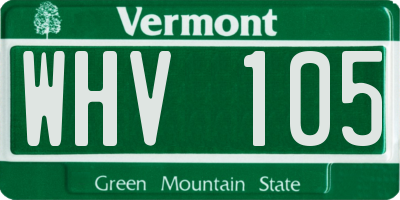 VT license plate WHV105