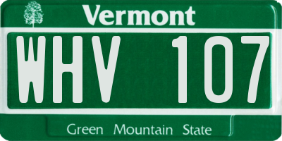 VT license plate WHV107