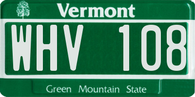 VT license plate WHV108