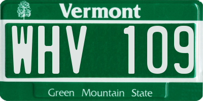 VT license plate WHV109
