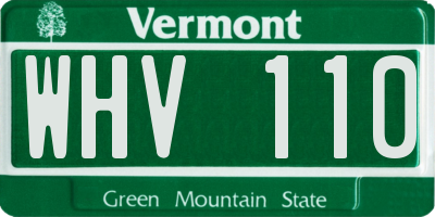 VT license plate WHV110
