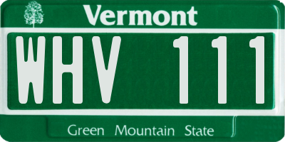 VT license plate WHV111
