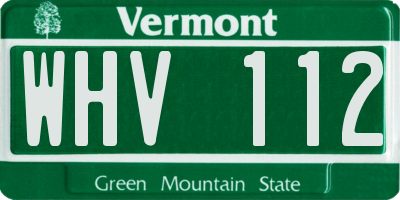 VT license plate WHV112
