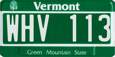 VT license plate WHV113