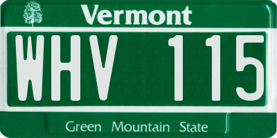 VT license plate WHV115