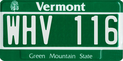 VT license plate WHV116