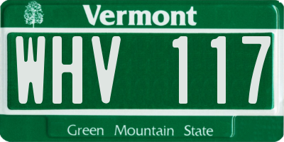 VT license plate WHV117