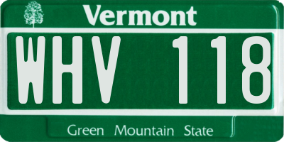 VT license plate WHV118