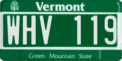 VT license plate WHV119