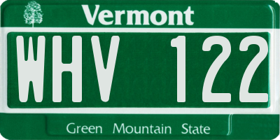 VT license plate WHV122