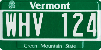 VT license plate WHV124