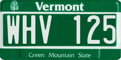VT license plate WHV125