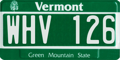 VT license plate WHV126