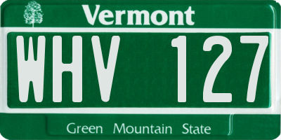 VT license plate WHV127