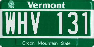 VT license plate WHV131