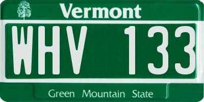 VT license plate WHV133