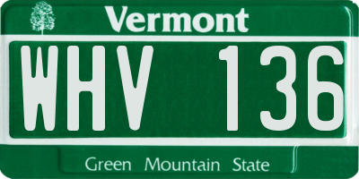 VT license plate WHV136