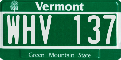 VT license plate WHV137