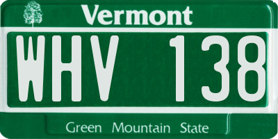 VT license plate WHV138