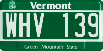 VT license plate WHV139