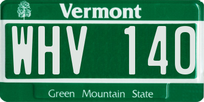 VT license plate WHV140