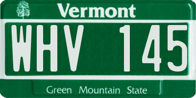 VT license plate WHV145