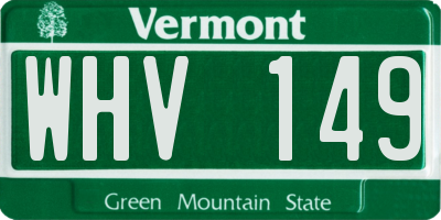 VT license plate WHV149