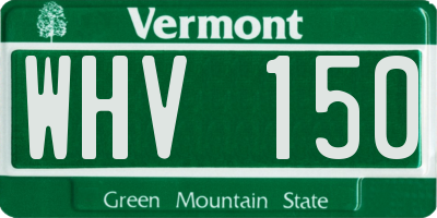 VT license plate WHV150