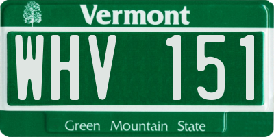 VT license plate WHV151