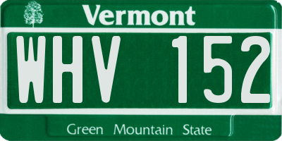 VT license plate WHV152