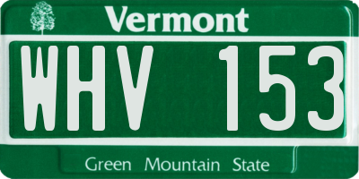 VT license plate WHV153