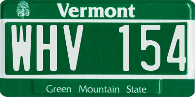 VT license plate WHV154