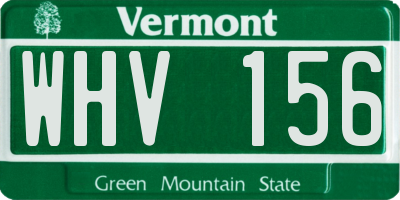 VT license plate WHV156