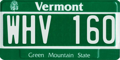 VT license plate WHV160