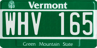 VT license plate WHV165