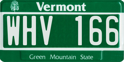 VT license plate WHV166
