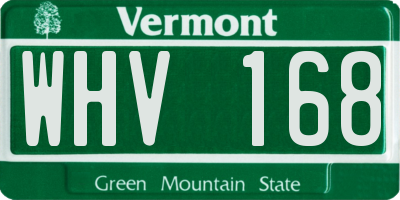 VT license plate WHV168