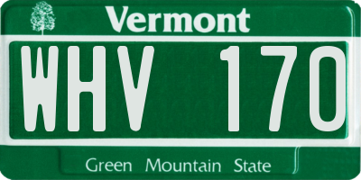 VT license plate WHV170