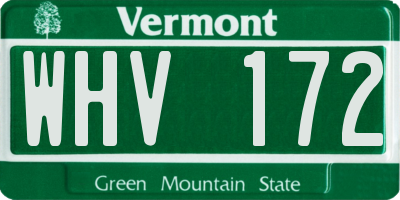 VT license plate WHV172
