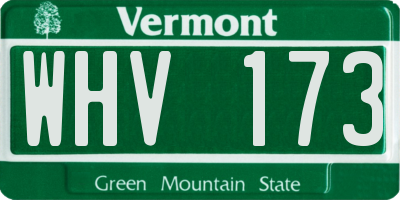 VT license plate WHV173
