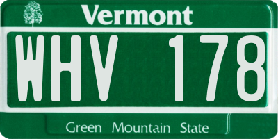 VT license plate WHV178