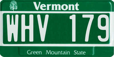 VT license plate WHV179